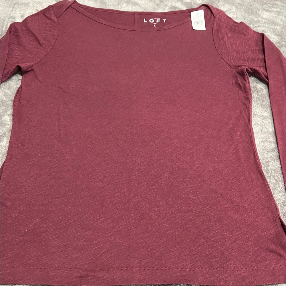 LOFT Women's Rich Maroon Long Sleeve Top